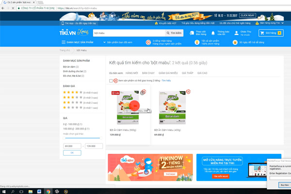 đặt mua sản phẩm của mabu trên tiki.vn